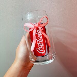 Coca-Cola Glass with Pink Ribbon